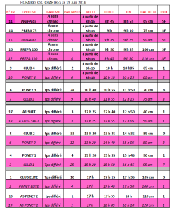 Horaires 19 juin